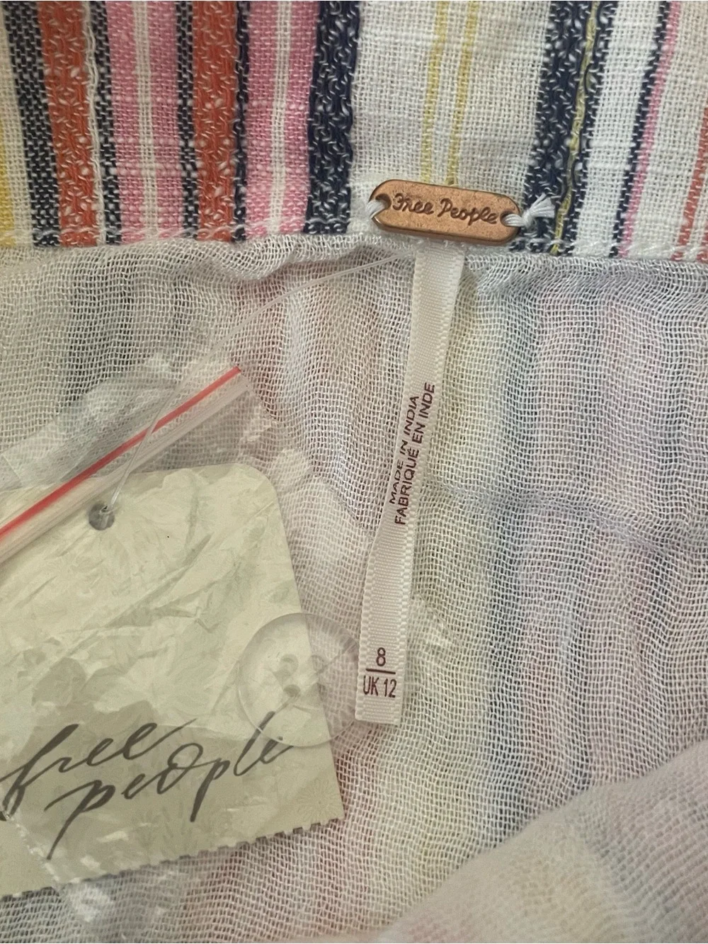 Free People Striped Wrap Skirt in Pink, Blue, Yellow & Cream